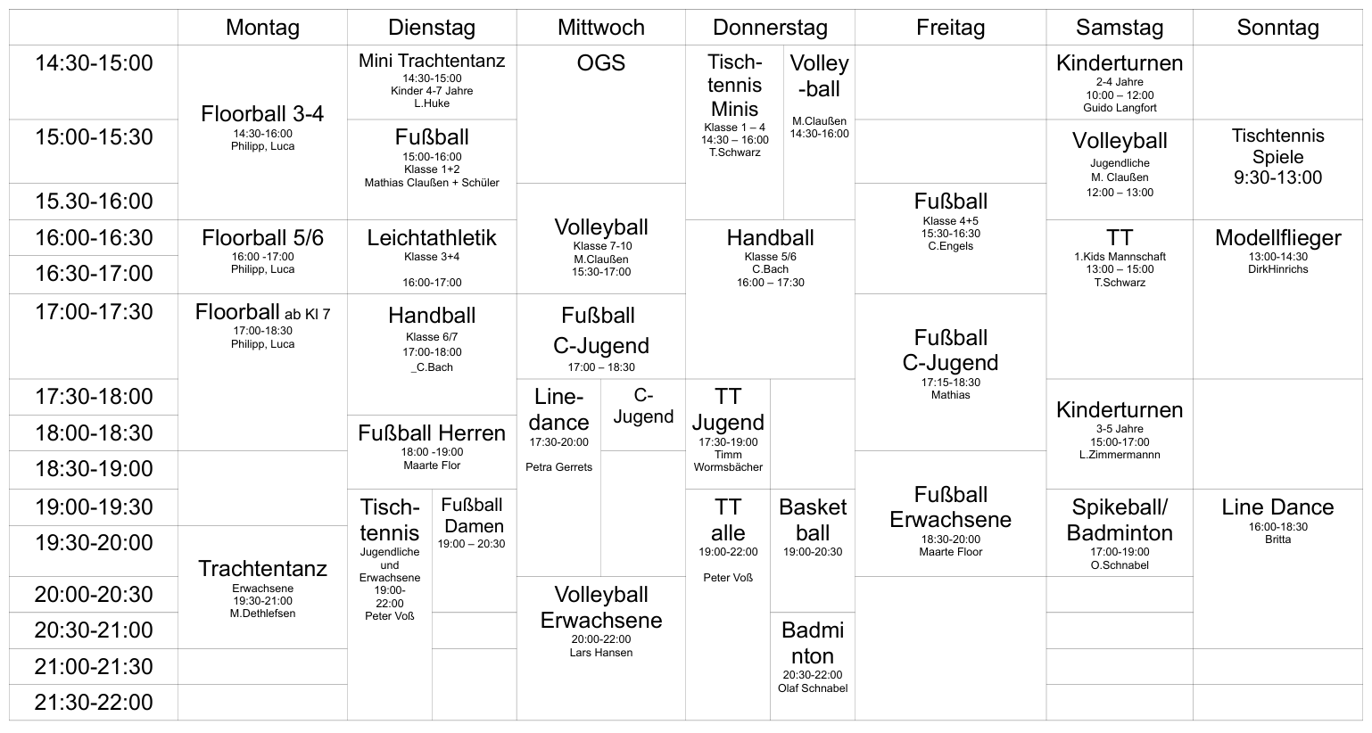 Turnhallenplan 2025/26